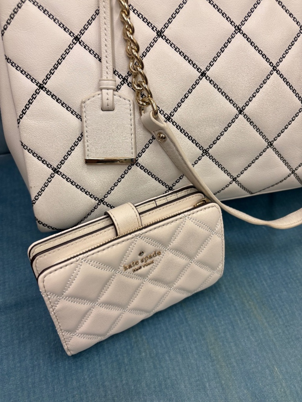 Kate Spade Boutique Quilted Leather Tote Bag and Wallet - Picture 2 of 14
